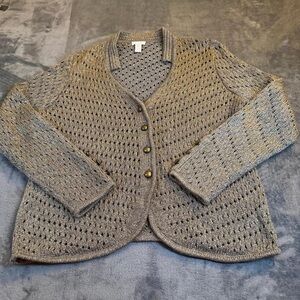 Chico's Metallic Gray Knit Cardigan